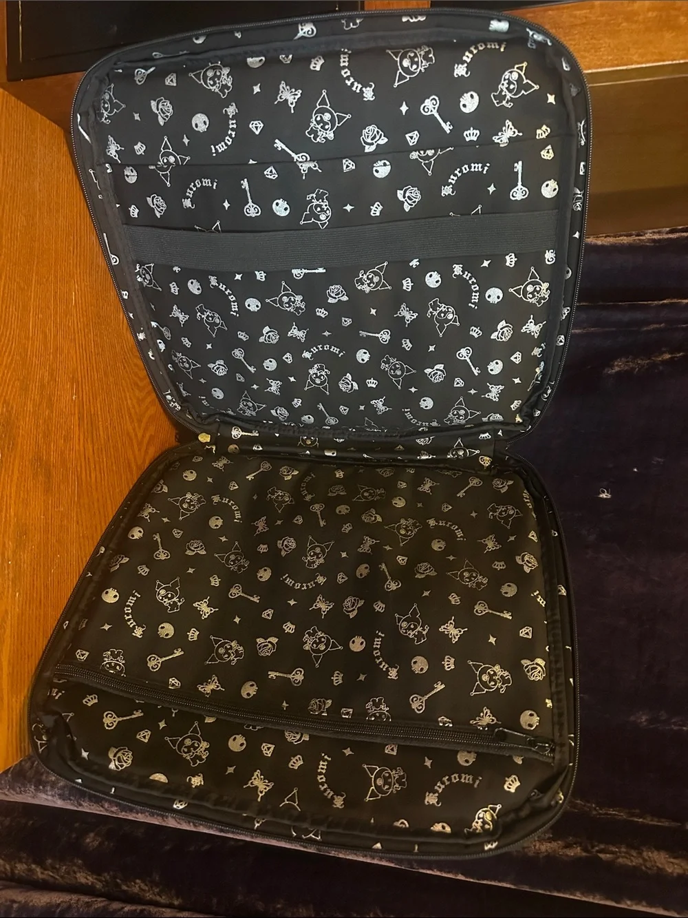 Sanrio Kuromi Black Laptop Bag with Kuromi Patch